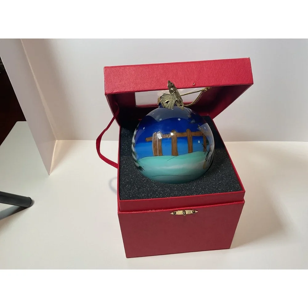 Hand Painted Christmas Ornament Snowman Scene Glass Ball‎ Ornament